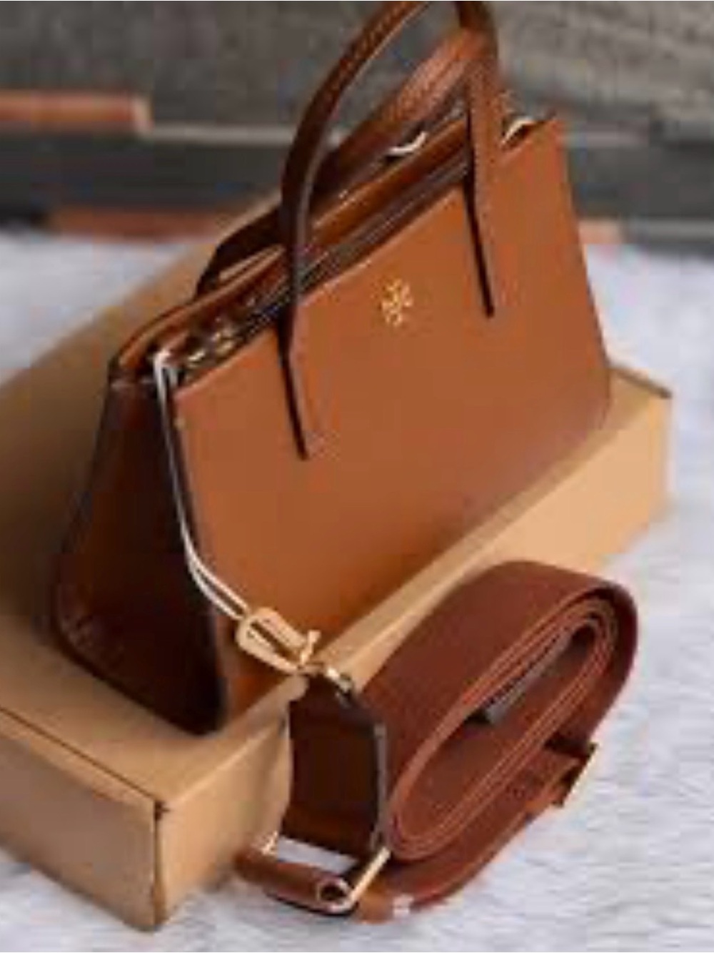 🔥NWT Tory Burch Blake Mini Tote in Cortado brown pebbled leather features gold🔥 - Picture 14 of 16